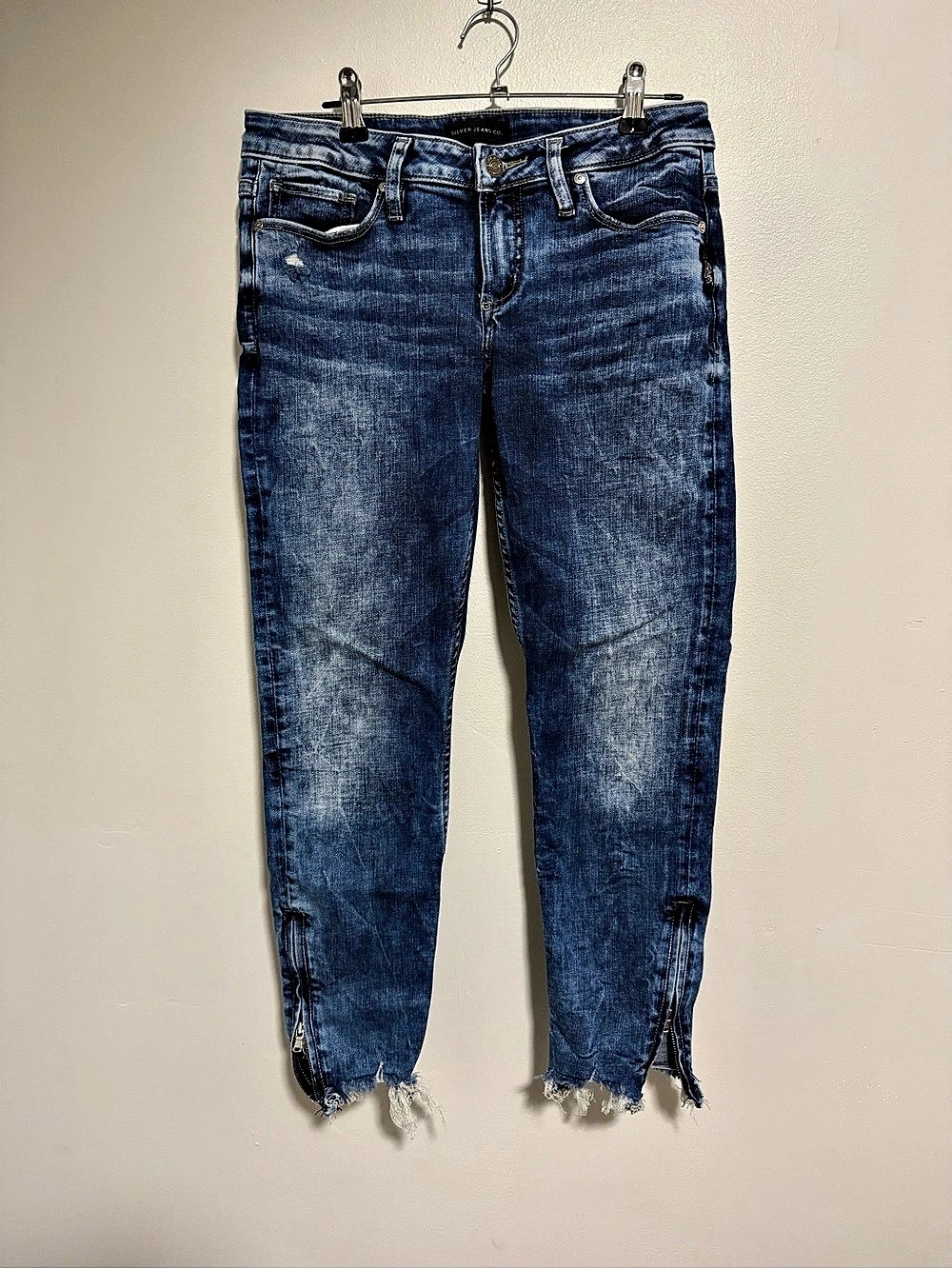 Silver Skinny Jeans in Blue Size 29